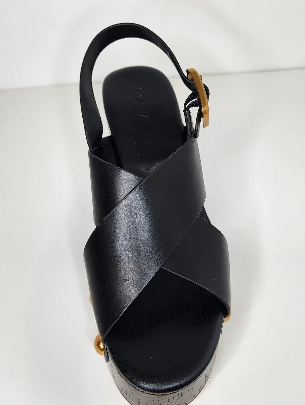 Aqua Studded Womens Platform Sandals In Black Size 10